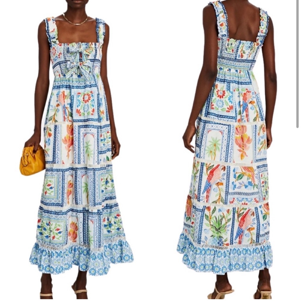 FINAL PRICE. WILL BE DONATED. Farm Rio Tropical Tiles Maxi Dress